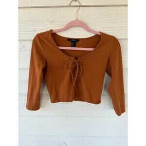 **FOREVER21** Tie Front Boho Crop Top Women's Medium